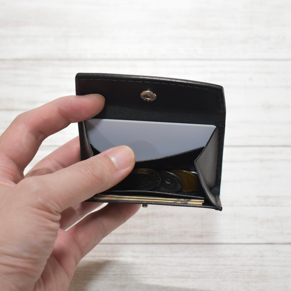カードお札ポケット付きレザーコインケース 3カラー イタリアンレザー【受注製作】 4枚目の画像