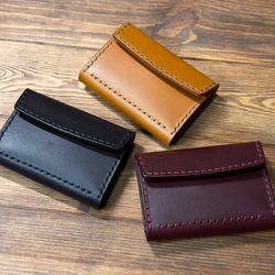 迷你錢包，附鑰匙圈、卡片袋和鈔票袋，3 種顏色，義大利皮革 第2張的照片