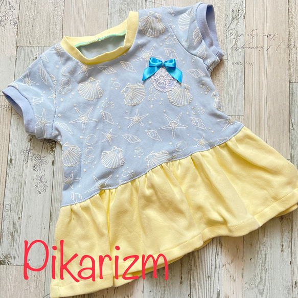 ☆ラメ加工で輝く貝殻♪ギャザーカットソー☆女の子☆トップス 子供服  