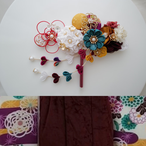 お着物に合わせて作成 オーダーメイド 753髪飾りセット 子供服