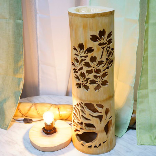 竹あかり　彩と華　〜〜１本桜〜〜　２つの美しさが楽しめる 竹あかり 彩と華 〜〜1本桜〜〜 2つの美しさが楽しめる スタンド