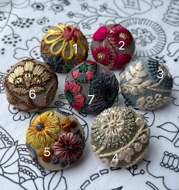 インド刺繍 くるみボタン38㎜ ヘアゴム 2個セット U インド刺繍 くるみボタン38㎜ ヘアゴム 2個セット U インド刺繍