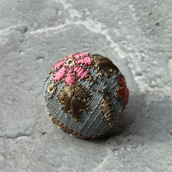 くるみボタン　インド刺繍リボン　ヘアゴム 6枚目の画像