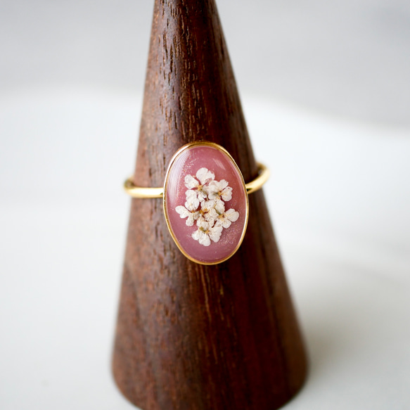 押し花リング（10号フリーサイズの指輪/オールドピンク） 指輪・リング