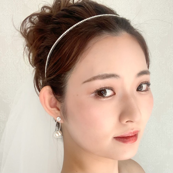 DH91 カチューシャ ウェディング ヘッドドレス　 ブライダル ヘアアクセサリー 　結婚式 花嫁 8枚目の画像