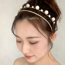 DH91 カチューシャ ウェディング ヘッドドレス　 ブライダル ヘアアクセサリー 　結婚式 花嫁 1枚目の画像