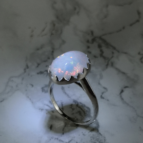 天然石オパールリングハンドメイド作家様シルバー925