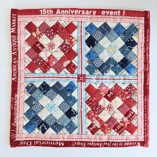 アメリカンテイストのパッチワークキルトタペストリー タペストリー