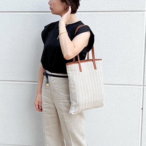 SALE！】夏から秋に向けて！お洒落なリネンストライプ柄 2way