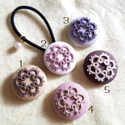 ミニドイリーのくるみボタンヘアゴム(タティングレース) ヘアゴム