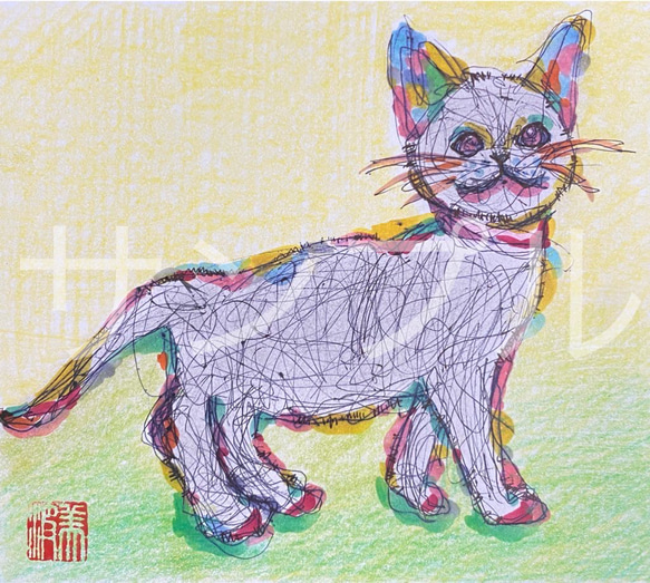 『ネコ』ポスター/ボールペンアート 2枚目の画像