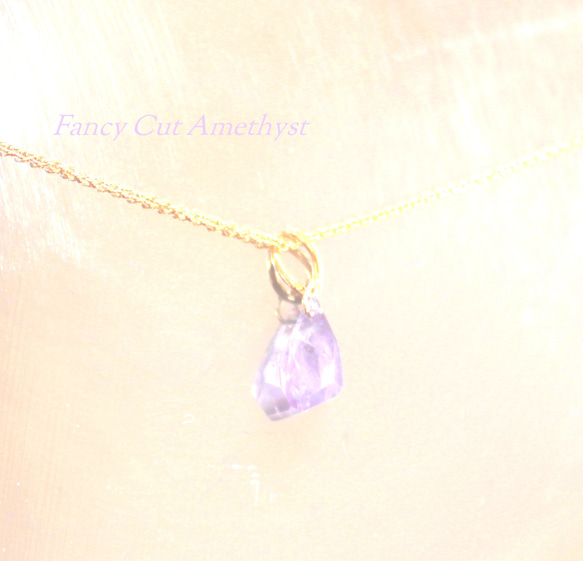 Fancy Cut Amethyst Necklace ファンシーカットアメジスト k18gp/14kgf 1枚目の画像