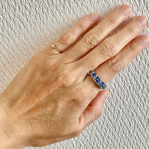 グルーデコのキラキラパヴェリング（ブルーブラック）#スワロフスキー