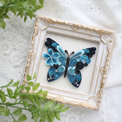 ペーパークイリングフレーム Bluebutterfly その他アート m.y