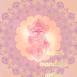 ガネーシャ曼荼羅 ピンクガネーシャ】“夢を叶えるサポート”曼荼羅アート 絵画 fuwari