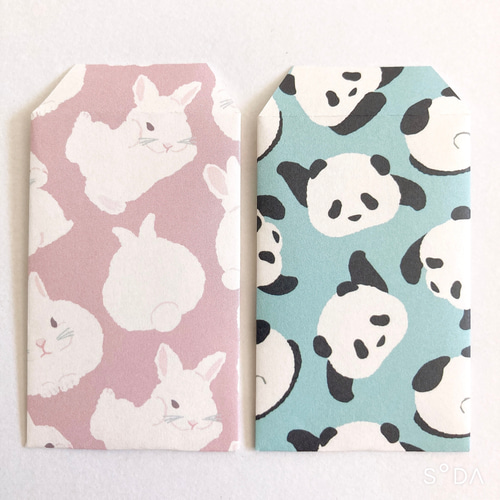 送料無料】アニマル柄の豆ポチ袋60枚/封筒/犬/猫/うさぎ/パンダ/お