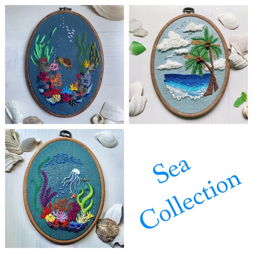 受注製作》Coral leaf in the blue sea クラゲと魚たちの珊瑚礁