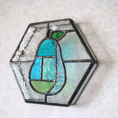 ステンドグラス立体パネル・フルーツ(洋ナシ) ウォールステッカー