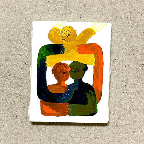 【福袋セール】の商品 18×18 S0 正方形 キャンバス 2-5人（匹）家族絵 絵画 the nephew 絵画+タペストリー