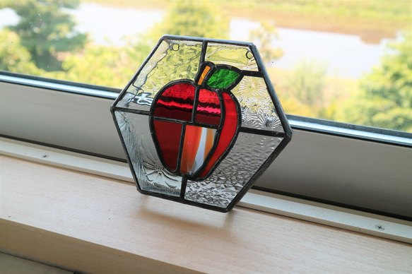 ステンドグラス立体パネル・フルーツ(リンゴ) 8枚目の画像