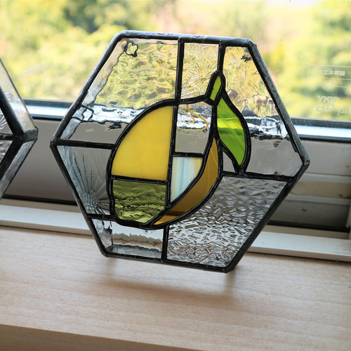 ステンドグラス立体パネル・フルーツ(レモン) ウォールステッカー