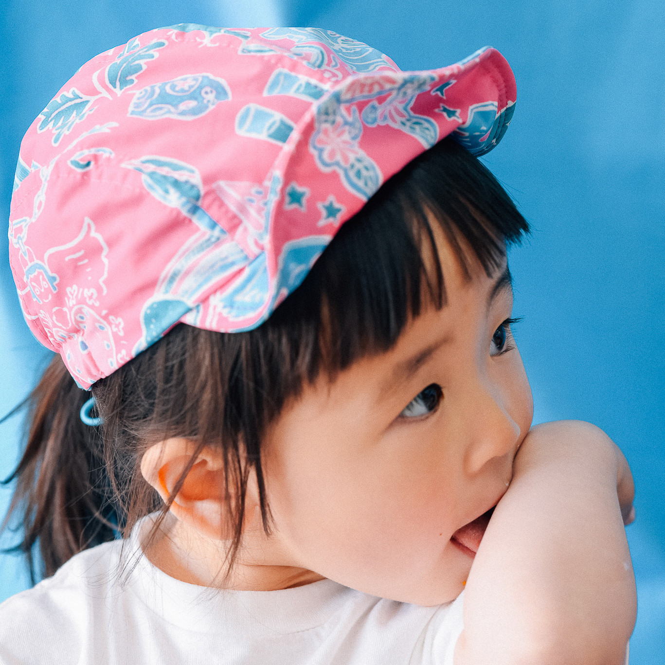 毎日洗える子供のキャップ：たびするサボテン（ピンク）　速乾で水遊びにも◎！