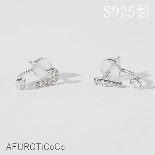   スターリングシルバー　ピアス カーブ(Curve) スターリングシルバー&18Kイエローゴールド ピアス