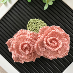手編み バラのモチーフセット（ピンク) ハンドメイド レース編み