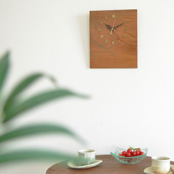 チーク 無垢 古材 壁掛け 壁面 木製 時計 長方形 ウォールクロック 25x30cm:w-119 7枚目の画像