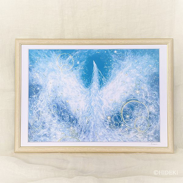 鳳凰～天翔ける～ A3サイズ額付HYMジクレー、ヒーリングアートの壁掛け 2枚目の画像
