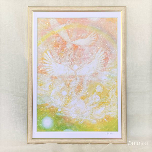 0003 絵画 油絵 天使の絵 赤 ピンク 額縁 （天使の絵の通販
