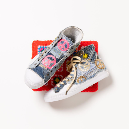 Cream Soda / Size 23.5cm 靴職人のリメイクスニーカー デニム  