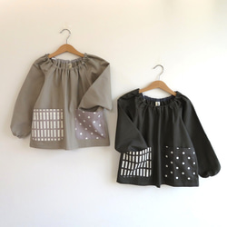 モノトーンカラーのお洒落スモック□80～160サイズ□ その他入園グッズ