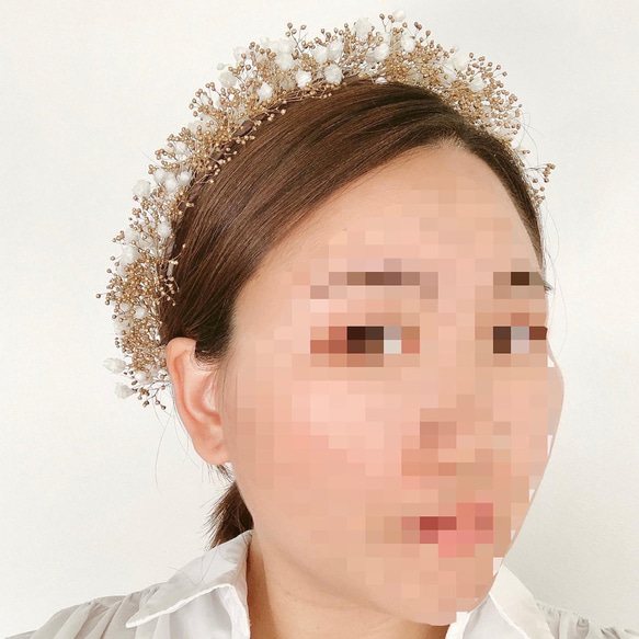 髪飾り カチューシャ　ヘッドドレス　花冠　花かんむり　かすみ草　成人式　卒業式　結婚式　袴　振袖　和装 10枚目の画像