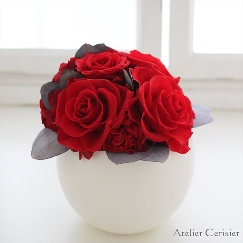 赤いプリザーブドローズ アレンジメント プリザーブドフラワー＜クルブ＞レッド ローズ アレンジメント 赤い