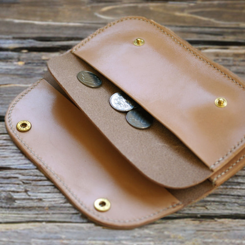 本革やさしい曲線 トラッカーウォレット 長財布（受注制作）手縫いヌメ