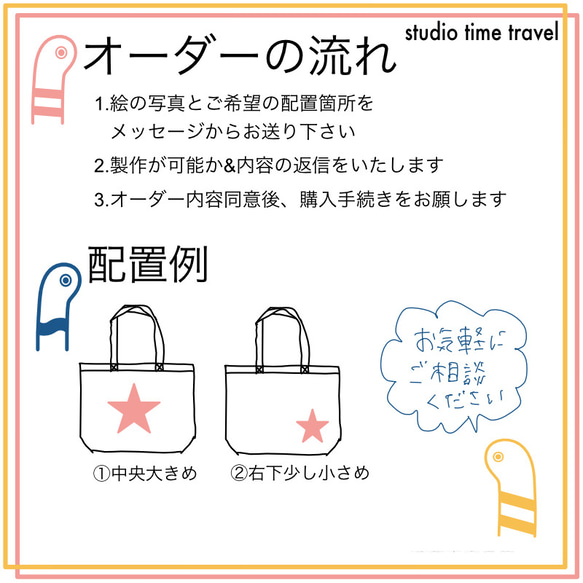 【大きいサイズ】こどもの絵をトートバッグに！アースカラー誕生！ 4枚目の画像