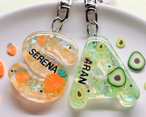 名前入れ】フルーツ♡ジュース♡ゼリー♡チャーム♡キーホルダー