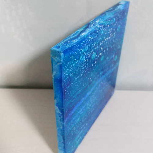 原画 青 海 水流 ポーリング フルイドアート 抽象画 インテリア