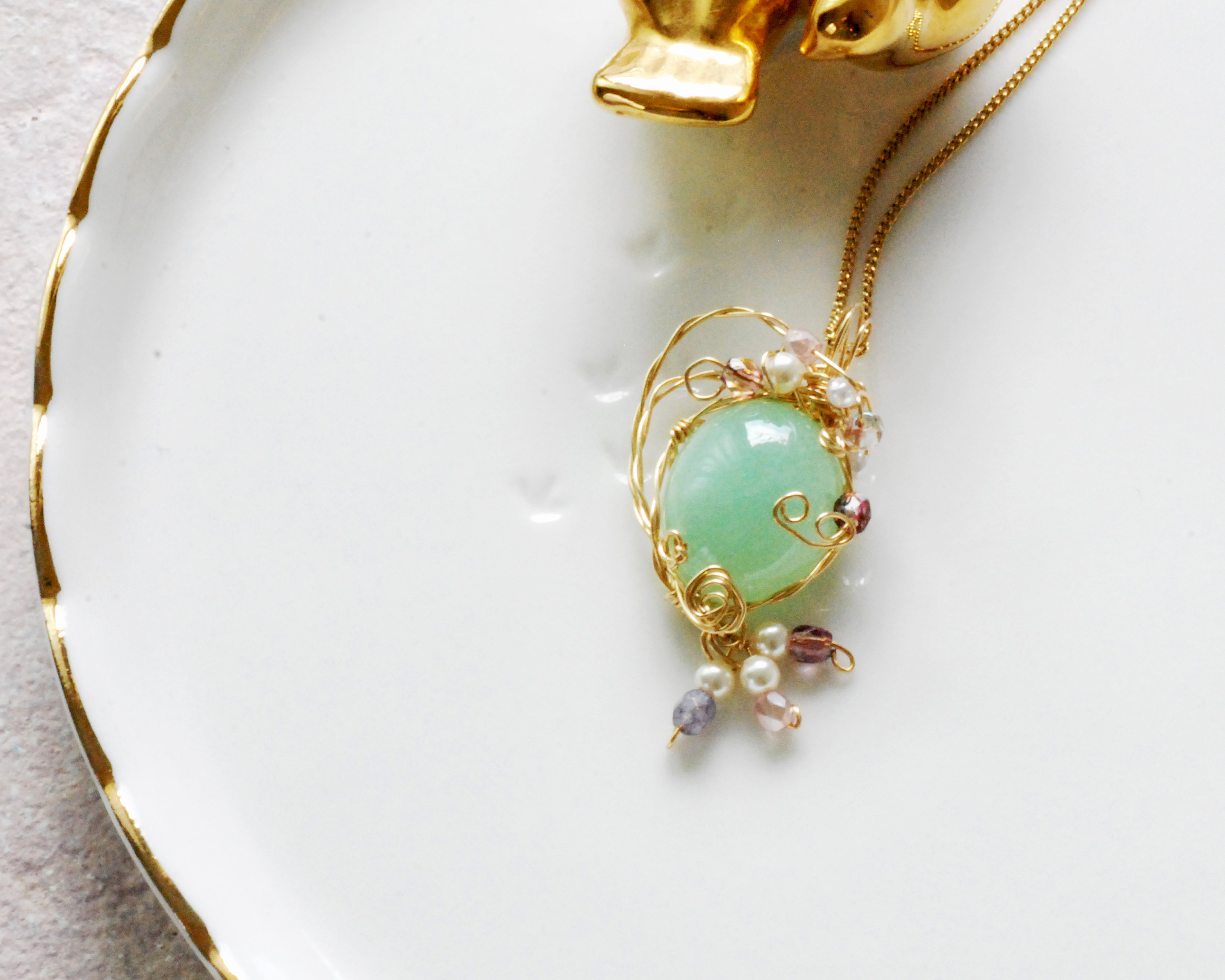 グリーンが優しい♡プレナイトのペンダントトップ