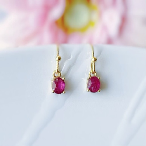 美発色♡ルビーの枠留めピアス/イヤリング -Héloïse- ピアス（フック
