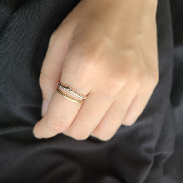 【Combination SET】K10 Basic RING × V RING（Silver925） ≪送料無料≫ 8枚目の画像