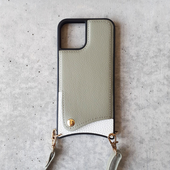 iPhoneケース かわいいカードポケット ロングベルト付き 4枚目の画像