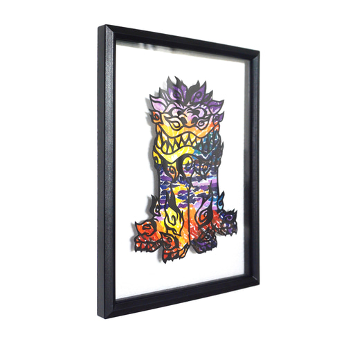 切り抜き絵、額付き、作者名入り