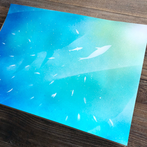 スプレーアート作品『Element Dive』A3サイズ原画 - 絵画
