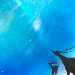 【涼を感じる青】「星降る空」原画 A4フレーム付き風景画 スプレーアート 5枚目の画像