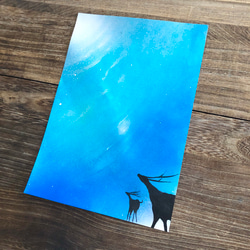 【涼を感じる青】「星降る空」原画 A4フレーム付き風景画 スプレーアート 4枚目の画像
