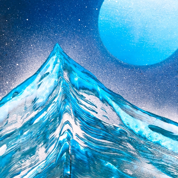[感覺很酷的藍色]“Akatsuki no Yama”原畫A4山水畫帶框架噴塗藝術 第5張的照片