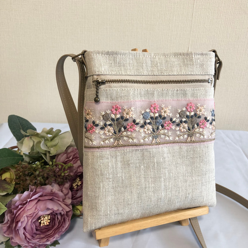 サコッシュ(スマホショルダー)リネン 13 サコッシュ tumugi 通販  