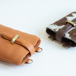 スマホショルダー　シュリンクレザー　キャメル　スマホポシェット　ポーチ　ポシェット　本革　日本製　apo-24nns 6枚目の画像